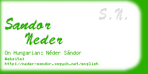 sandor neder business card